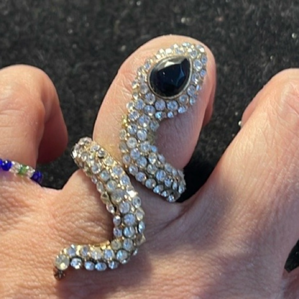 Bedazzled Adjustable Snake Ring. MA - Picture 1 of 6